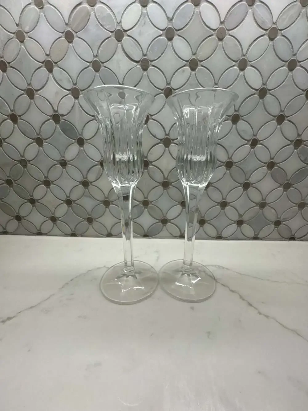 Mikasa Icicles Lead Crystal Taper Candle Holders, 8-inch Set of Two